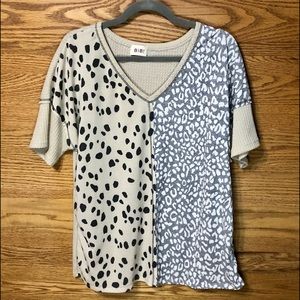 BIBI CHA CHA CHEETAH MIXED PRINT TOP SZ MED